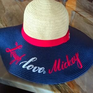 Disney Branded Red, White & Blue Straw Hat Adult Size